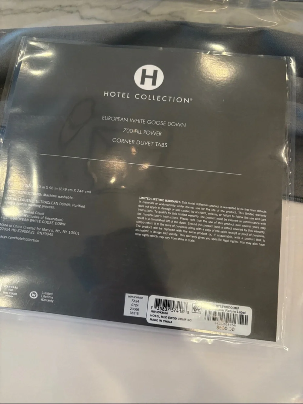 Hotel Collection Goose Down Comforter - off white. King  95 by 84 inches